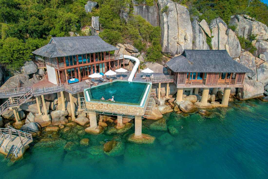 El paisaje ideal de un resort en Khanh Hoa sera un destino de estudio para los organizadores de fiestas de bodas de alta gama de la India. Foto: Six Senses Ninh Van Bay
