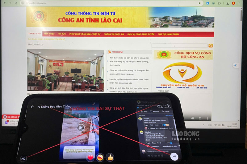 Công an tỉnh Lào Cai khẳng định tin Trung Quốc xả lũ là thất thiệt. Ảnh: Đinh Đại