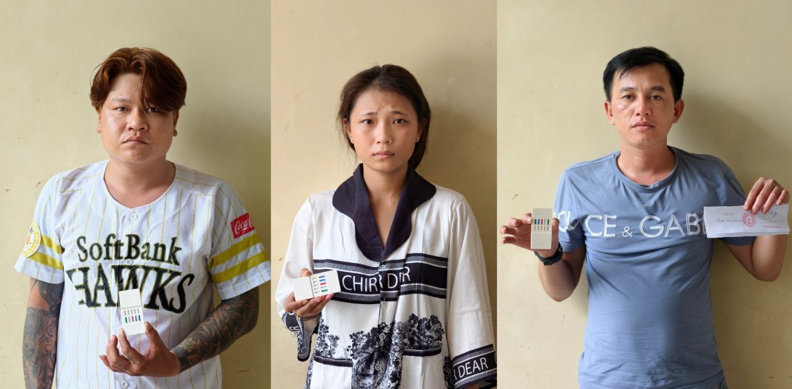 Nhom 3 doi tuong tai lau ba. Anh: Cong an Can Tho