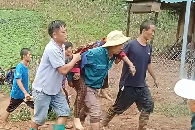 Scene of the lightning attack that killed a couple in Dien Bien. Photo: Pu Nhung Commune