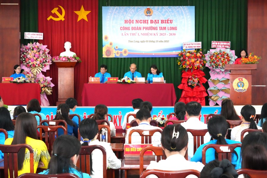 Quang canh Hoi nghi Dai bieu Cong doan phuong Tam Long lan thu I, nhiem ky 2025-2030. Anh: Thanh An