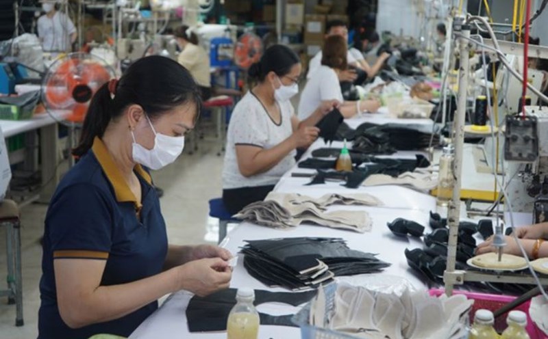 Workers of Nhat Hung Company Limited (Hai Phong City) during the production shift. Photo: Mai Dung