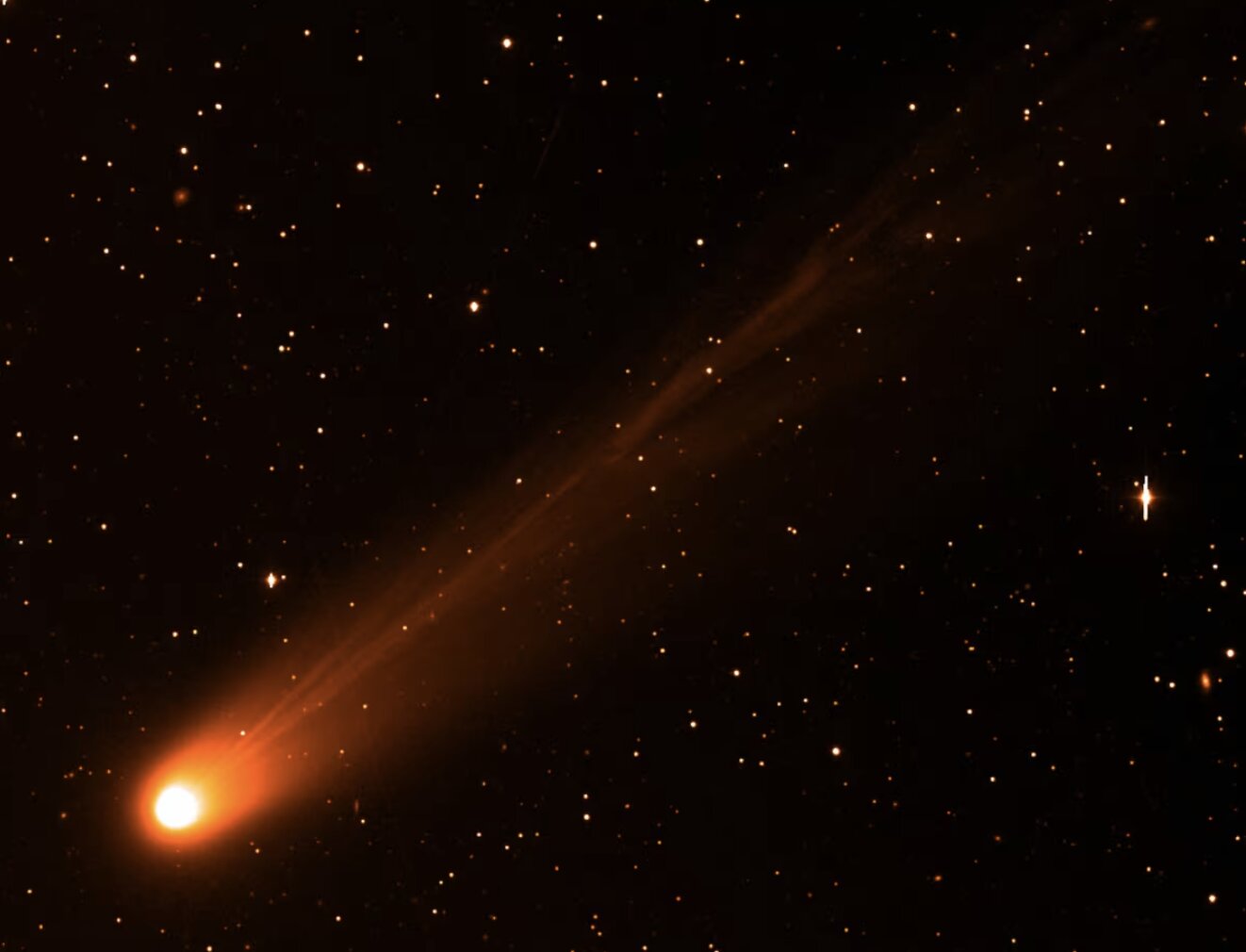 The Lemmon broom star shines in the image taken on October 3. Photo: Zwicky Transient Facility Observatory
