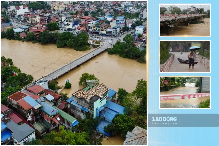 Many streets in Thai Nguyen are still deeply flooded. Photo: Nguyen Hoan.