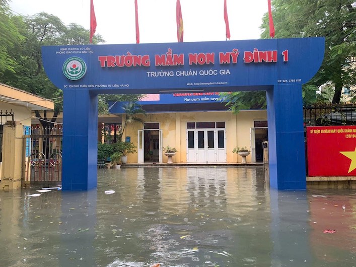 Mua lon khien khu vuc Truong mam non My Dinh 1 ngap sau. Anh: Nha truong cung cap