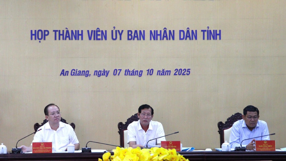 Members of the Provincial People's Committee discussed, contributed opinions, and approved 10 documents on important projects and proposals. Photo: Ngoc Mai