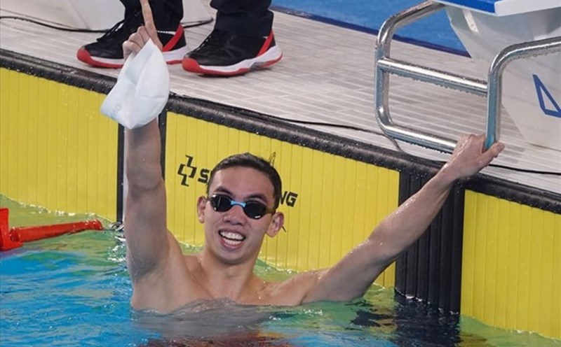 swimmer Nguyen Huy Hoang is competing in the 2025 National Championship. Photo: Nguyen Dang