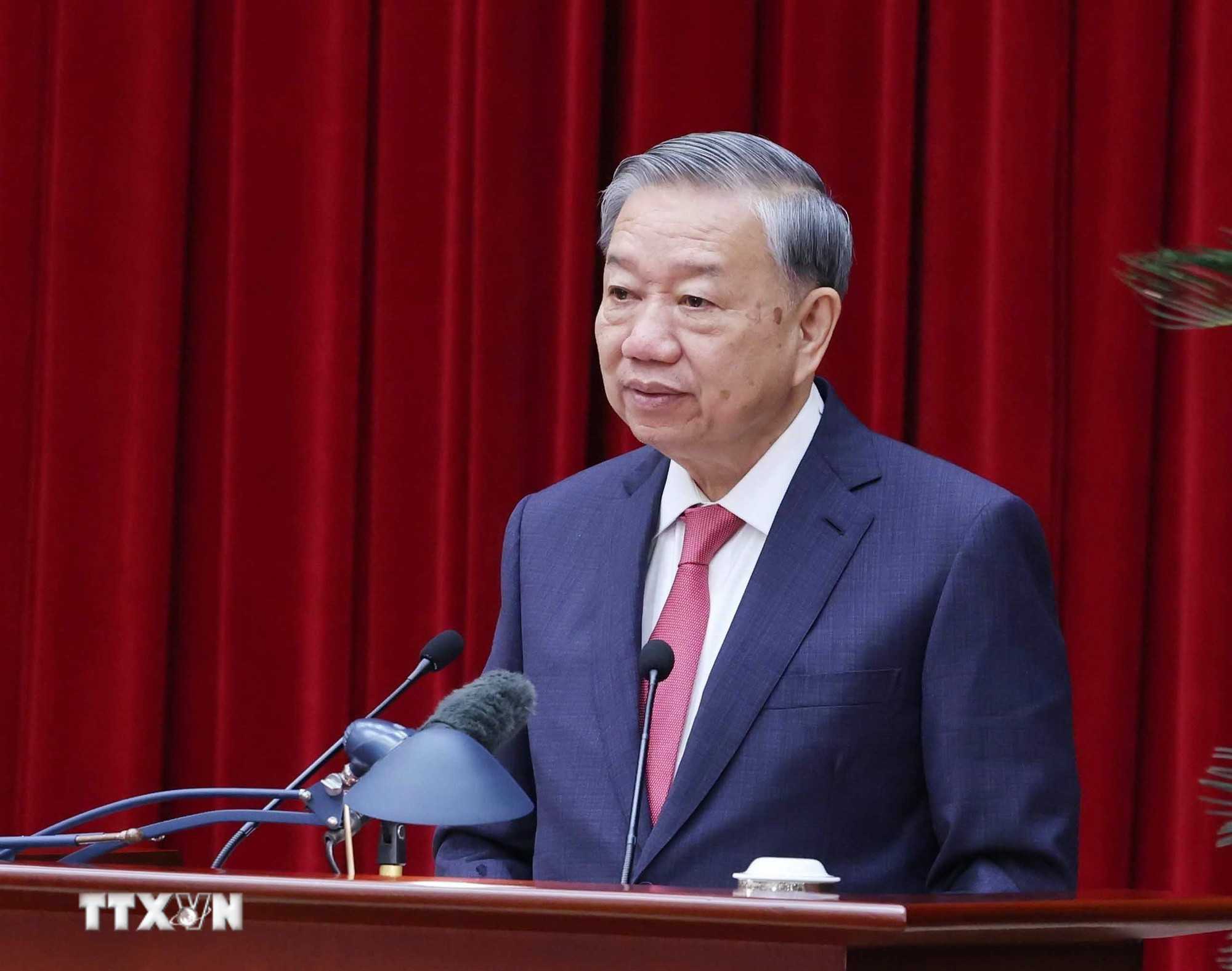 General Secretary To Lam delivered a closing speech at the 13th Conference of the 13th Party Central Committee. Photo: VNA