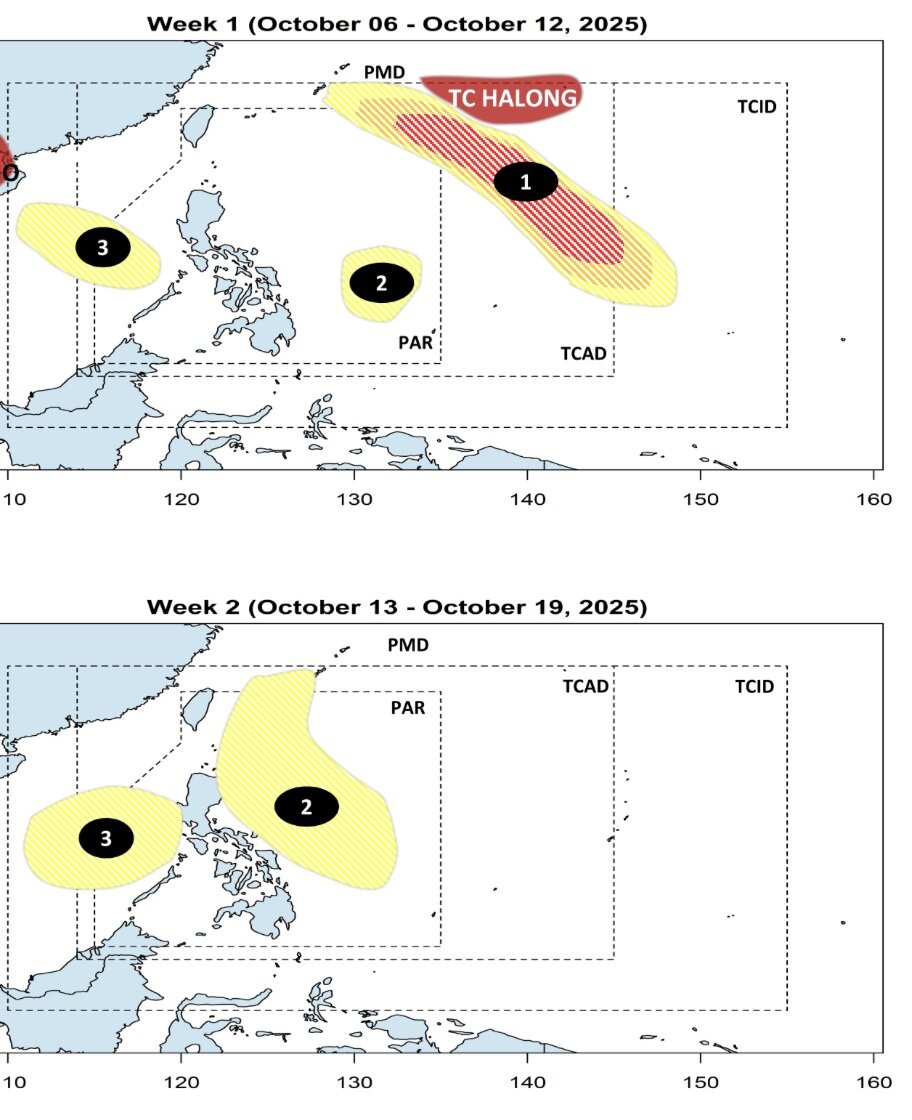 Du bao ap thap moi quanh Bien Dong sau bao Ha Long do PAGASA cong bo ngay 6.10. Anh: PAGASA 