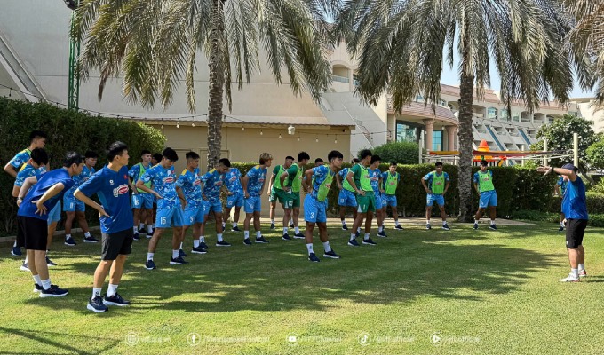U23 Vietnam will have a friendly match with U23 Qatar tonight (October 9). Photo: VFF