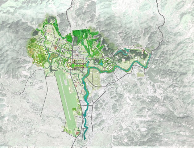 Quy hoach phan khu ty le 1/5.000 Khu vuc phia Bac thanh pho Dien Bien Phu gan voi quy hoach Cang hang khong Dien Bien. Anh: So Xay dung Dien Bien 