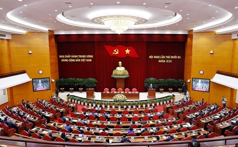 The 13th Conference of the 13th Party Central Committee held its closing session on the morning of October 8. Photo: Nhat Bac
