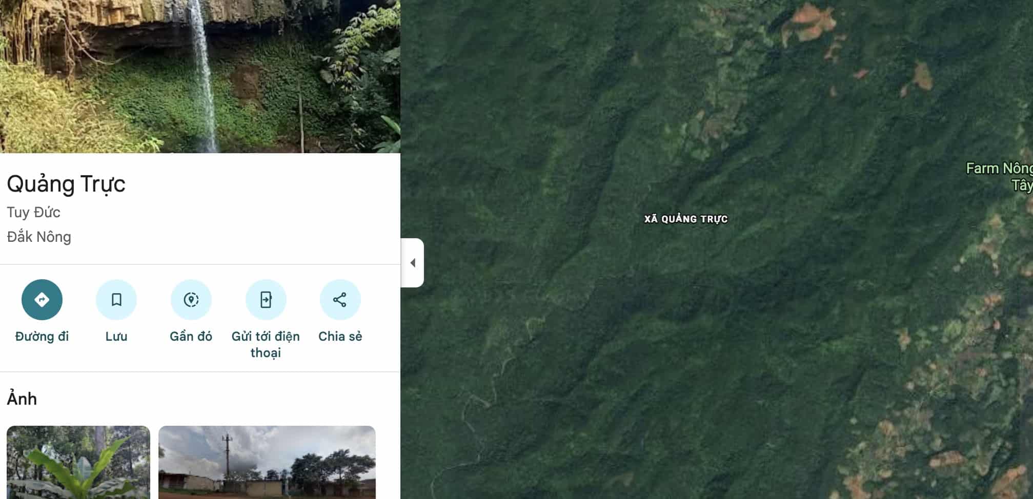 A house fire in Quang Truc commune, Lam Dong province caused the tragic death of a couple. Photo: Google map
