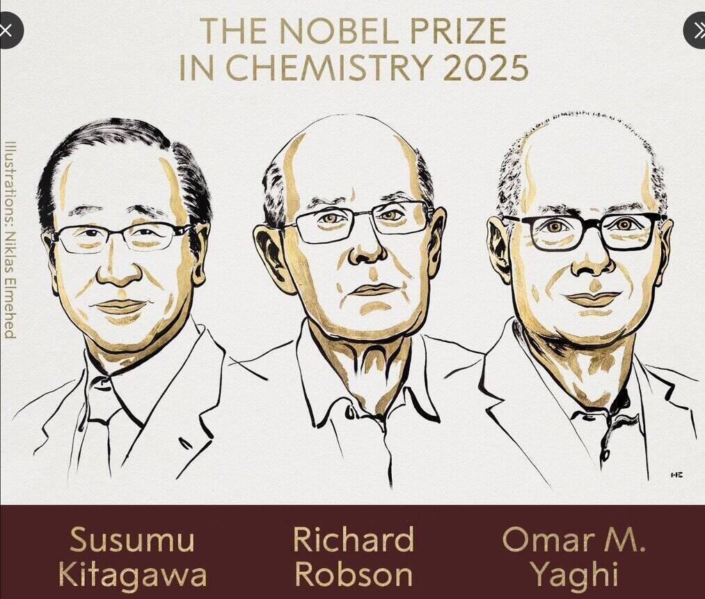3 scientists won the 2025 Nobel Prize in Chemistry. Photo: Nobel Committee