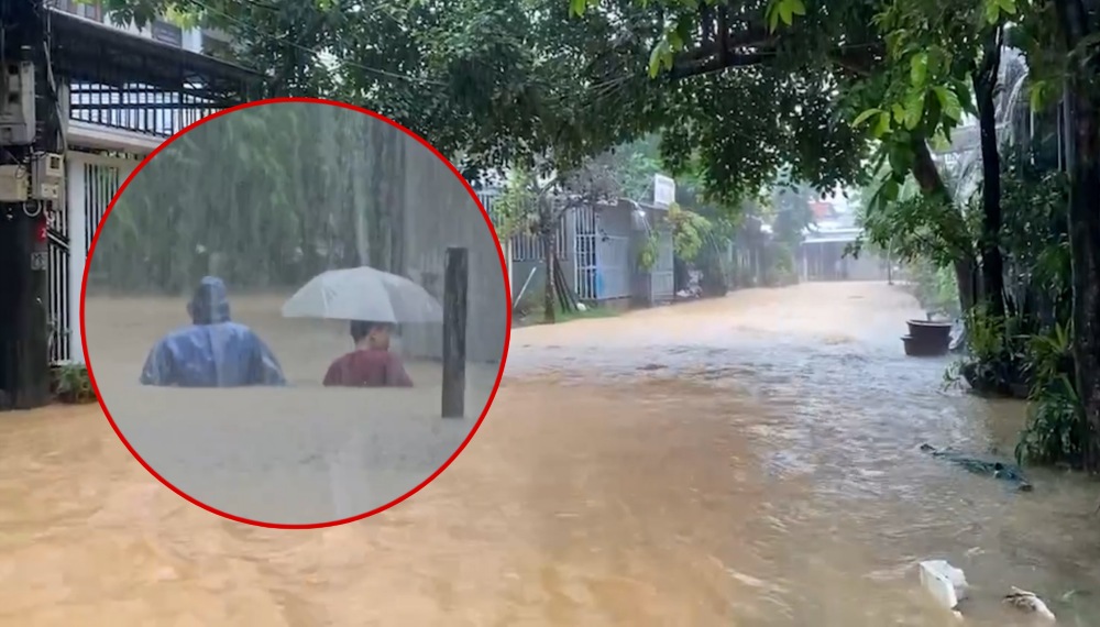 후에의 Nguyen Huu Canh 도로가 비 오자마자 침수된 원인 사진: Nguyen Luan