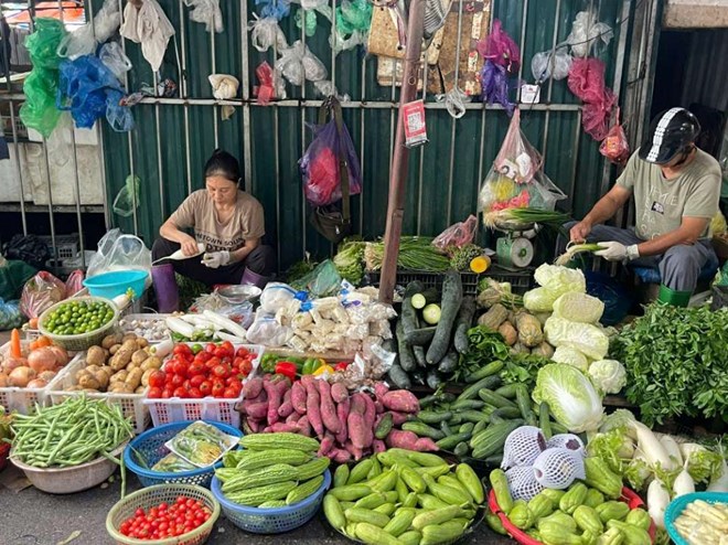 Gia rau xanh co phan nhinh hon, dao dong tu 5.000-10.000 dong so voi ngay thuong. Anh: Ngan Ha 
