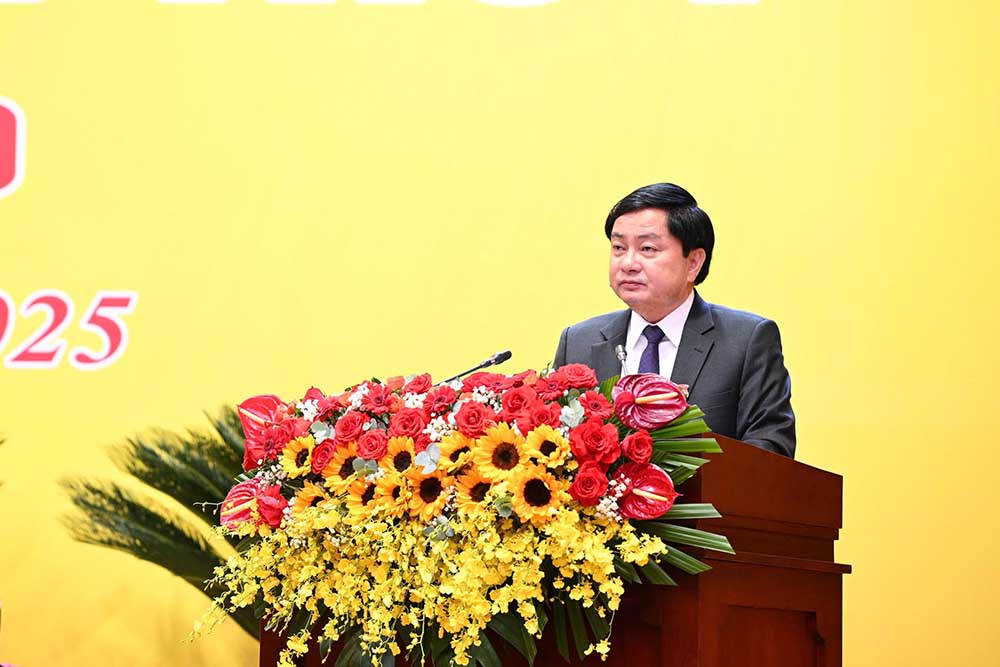 Bi thu Tinh Uy Nguyen Van Quyet phat bieu khai mac dai hoi. Anh: Kien Dinh