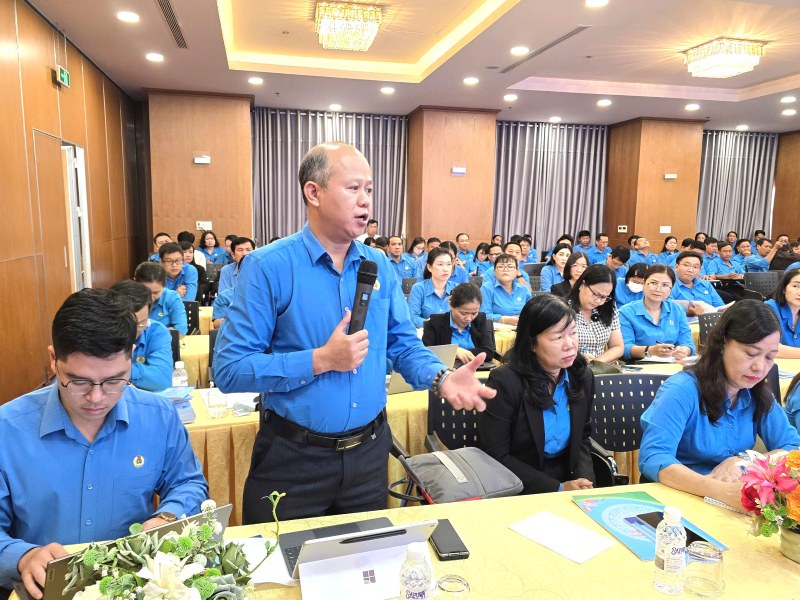 Dai dien LDLD Thanh pho Da Nang phat bieu tai hoi nghi. Anh: Nam Duong