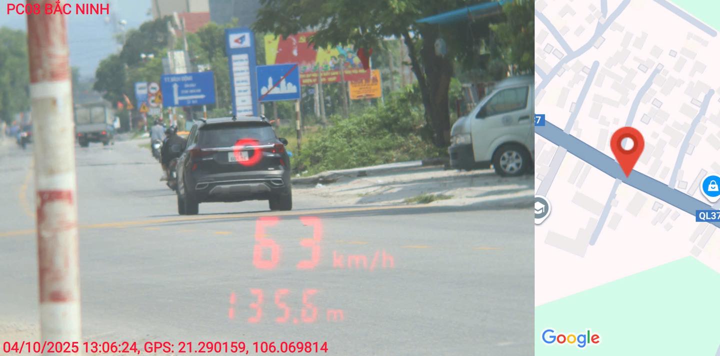 El propietario del vehiculo multado por exceso de velocidad en Bac Ninh. Foto: Policia de Bac Ninh