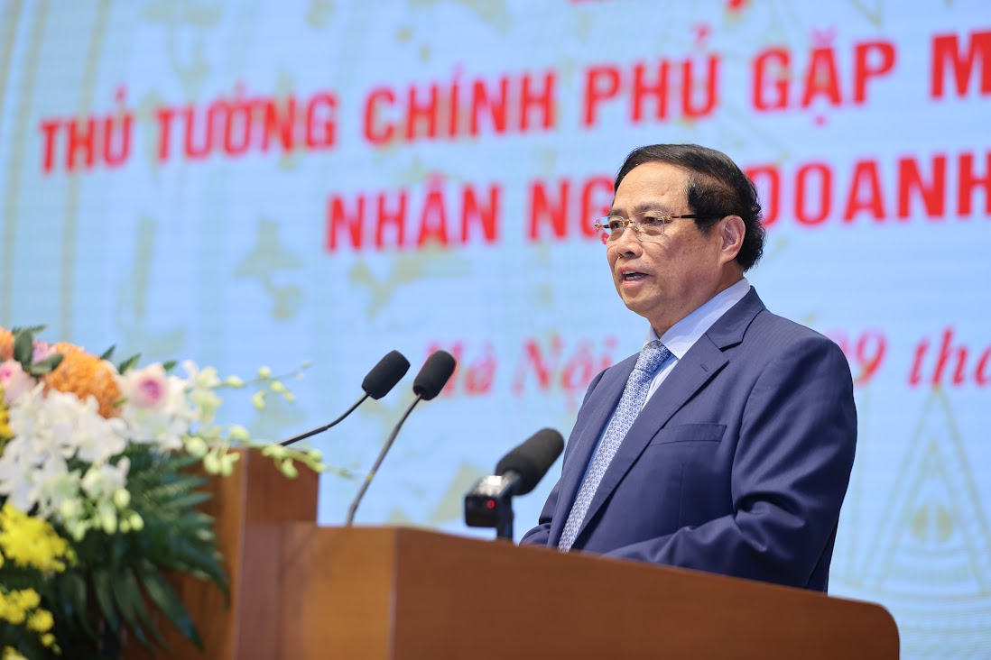 Thu tuong Chinh phu Pham Minh Chinh phat bieu khai mac hoi nghi. Anh: VGP