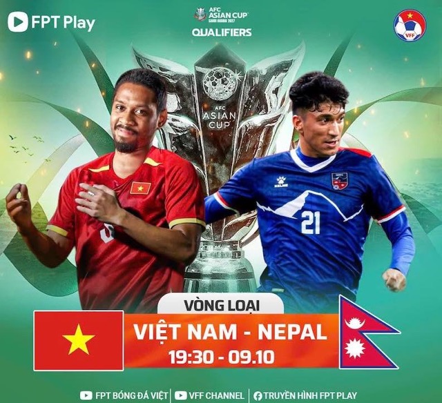 The Vietnam team will face Nepal in the match taking place on the evening of October 9. Photo: VFF