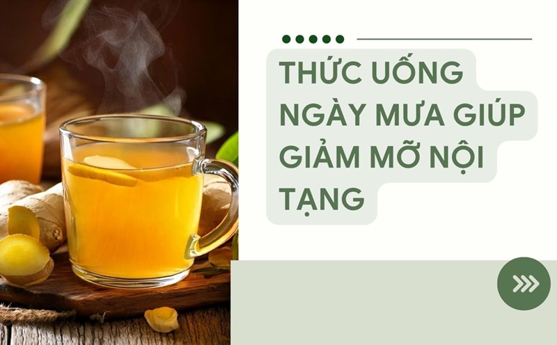 Drinking warm lemon ginger tea helps reduce visceral fat effectively. Graphic photo: Huong Son