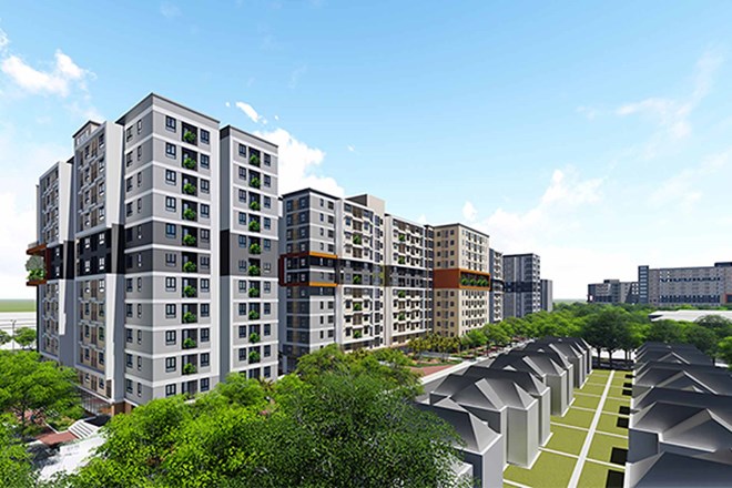 Perspective of the Social Housing Project at lots CT3, CT4 Kim Chung New Urban Area. Photo: handico