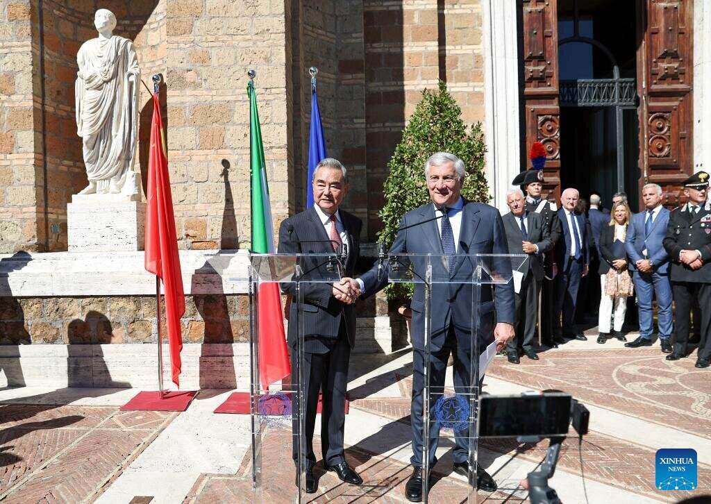 Chinese Foreign Minister Wang Yi met with Italian Deputy Prime Minister and Minister of Foreign Affairs and International Cooperation Antonio Tajani in Rome, Italy, on October 8, 2025. Photo: Xinhua