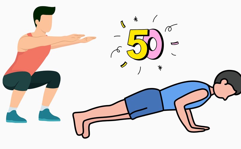 Push-ups and planks are 2 simple exercises to check health after the age of 50. Graphics: Thanh Thanh