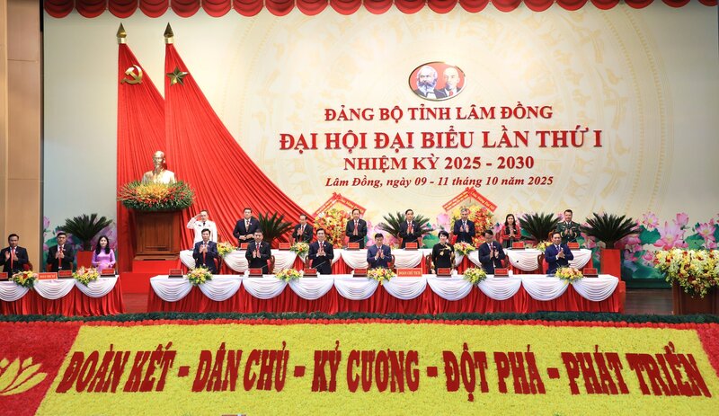 The Presidium launched the Congress and conducted the ad hoc session. Photo: Lam Duc