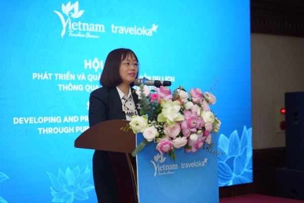 Ba Nguyen Thi Mai Hoa phat bieu khai mac. Anh: Phuong Anh