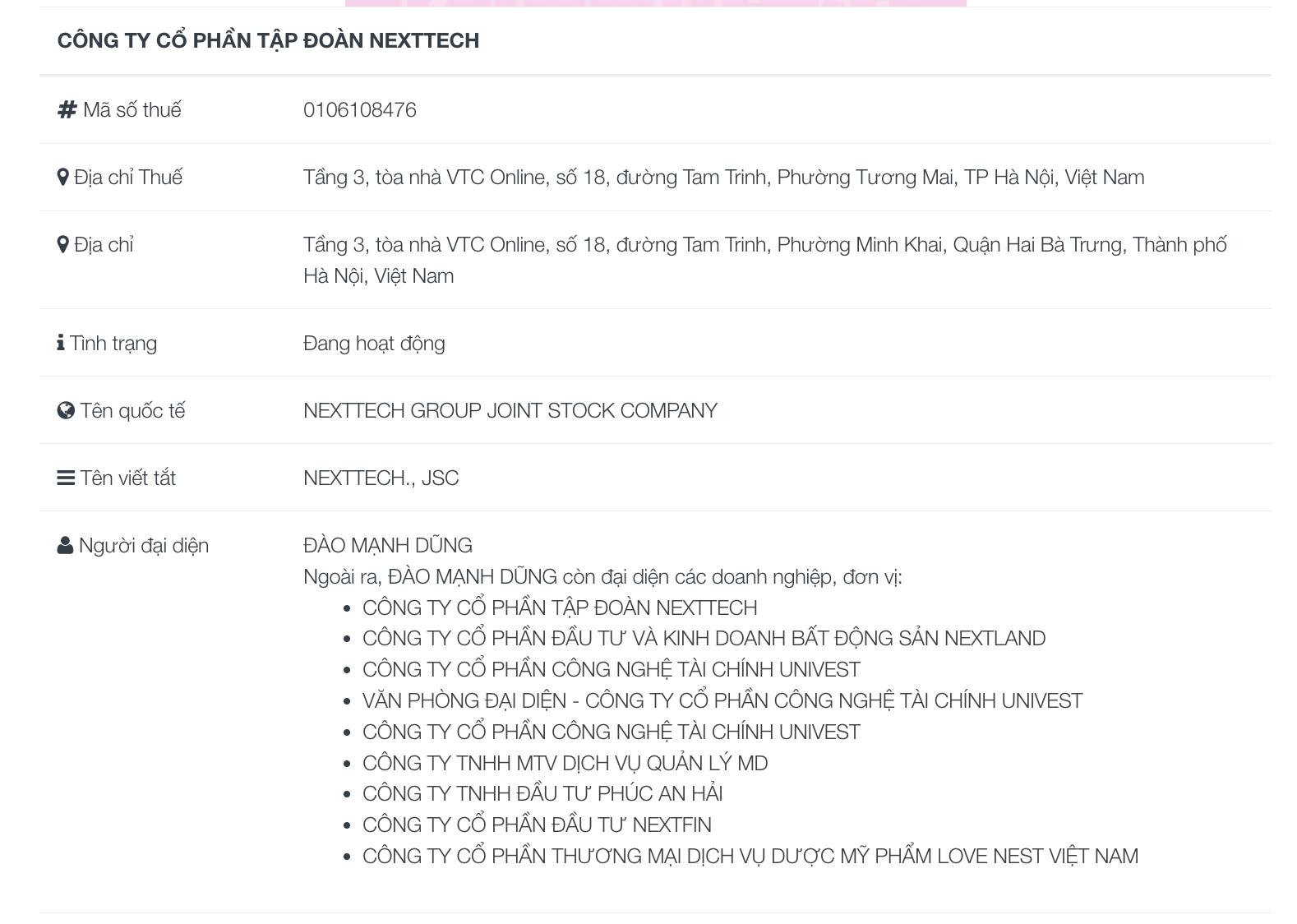 Ong Dao Manh Dung con la hoac tung la nguoi dai dien theo phap luat cua hang loat cong ty khac. Anh: Luc Giang