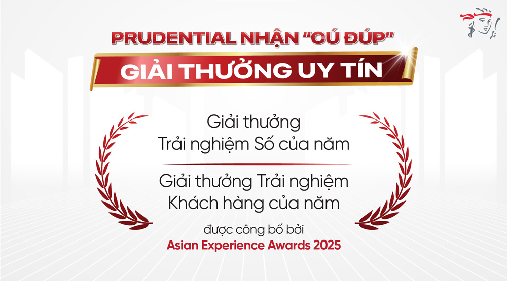 Prudential Việt Nam được vinh danh hai hạng mục tại Asian Experience Awards 2025 do Asian Business Review tổ chức. Ảnh: DN cung cấp