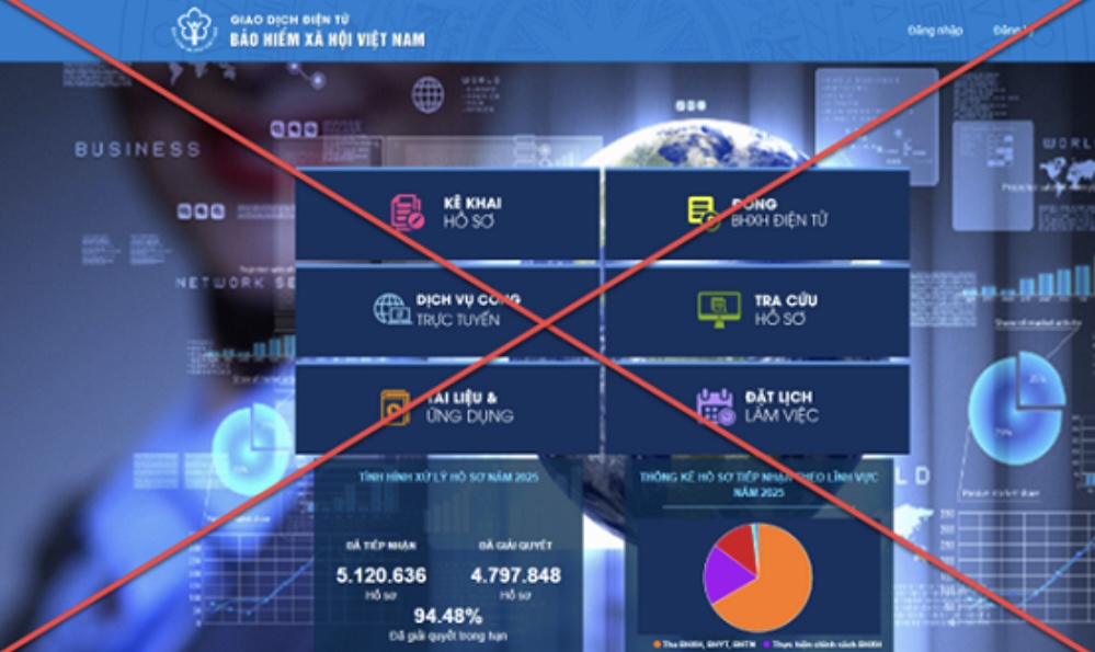 Note for fake websites of the Vietnam Social Insurance Online Public Service Portal.