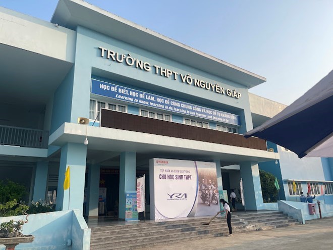 Truong Trung hoc pho thong Vo Nguyen Giap (tinh Dak Lak) noi dien ra vu viec thay giao bop co dong nghiep. Anh: Bao Trung