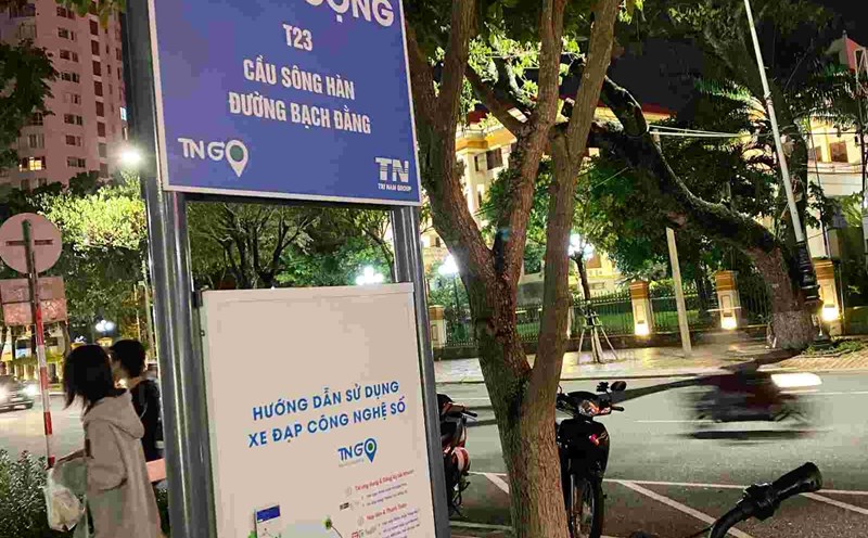 A public bicycle station in Da Nang. Photo: Thuy Linh