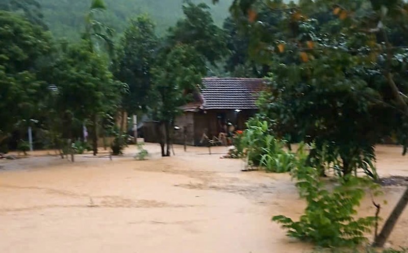 Muchos lugares de la comuna de Phong Nha estan inundados debido a las lluvias e inundaciones. Foto: Hai Trung