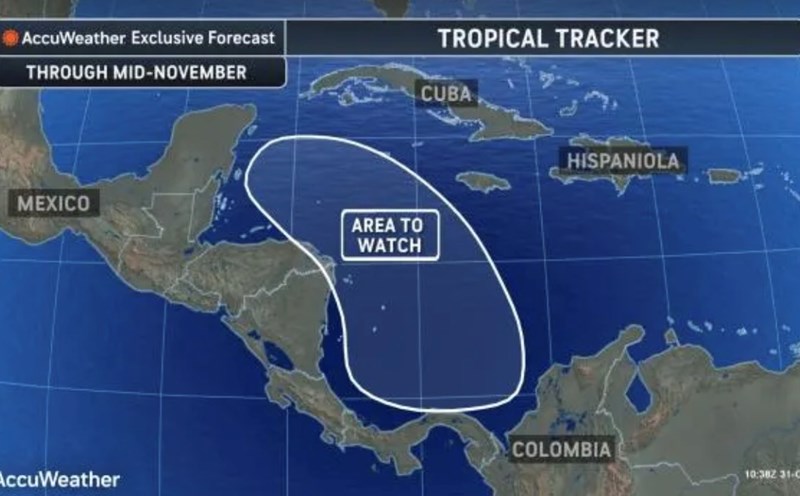 The forecast area for a new storm after Hurricane Melissa in November. Photo: AccuWeather