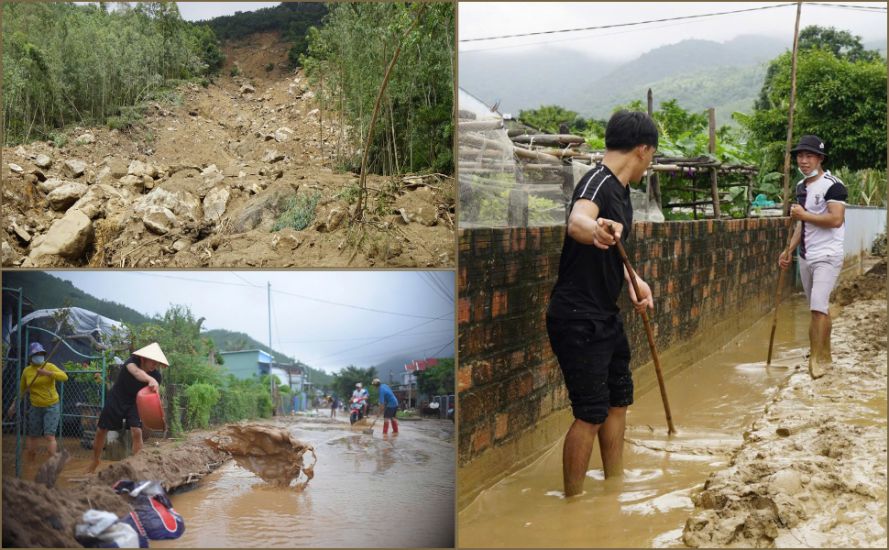 Tran sat lo cuoi nam 2021 cuon theo 60.000m3 dat da tran xuong nha dan. Anh: Tue Lam