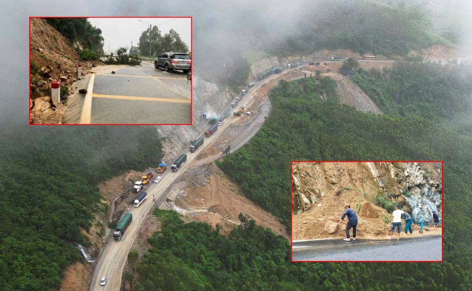 Heavy rain caused local landslides on An Khe Pass, passing through Binh Khe Commune (Gia Lai). Photo: Hoai Phuong
