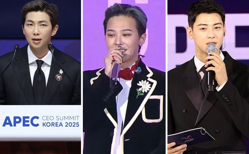 RM (BTS), G-Dragon (Big Bang), Cha Eun Woo ( Astro) at APEC 2025. Photo: cut from video