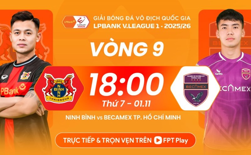 Ninh Binh welcomes Becamex HCMC in round 9 of V.League. Photo: FPT Play