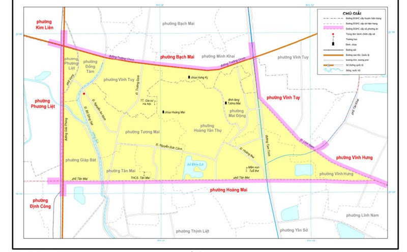 Map of the plan to establish Tuong Mai ward, Hanoi. Photo: Tuong Mai Ward People's Committee
