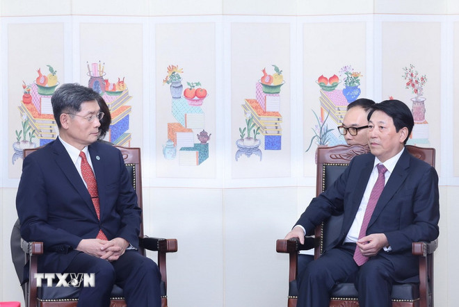 Politburo member and President Luong Cuong received Chairman of the Korea International Exchange Fund (KF) Kim Ghee Whan. Photo: VNA