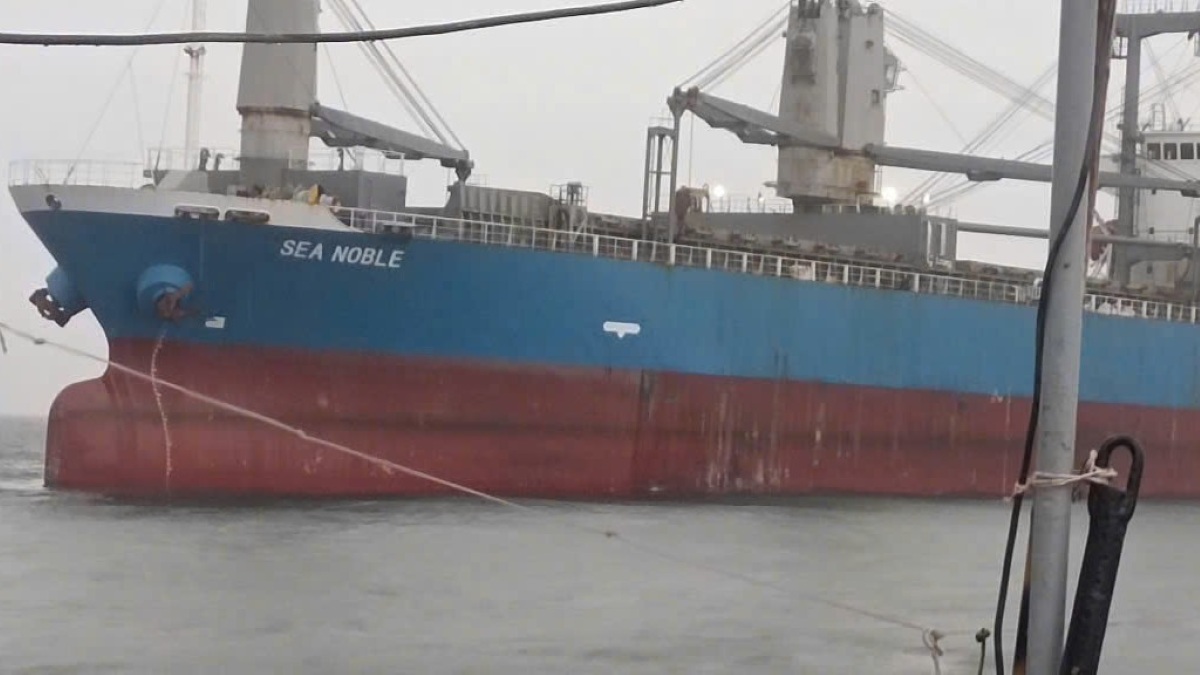 Tau hang dang neo dau o vung bien Vung Tau de cho xac minh lam ro. Anh: BDBP