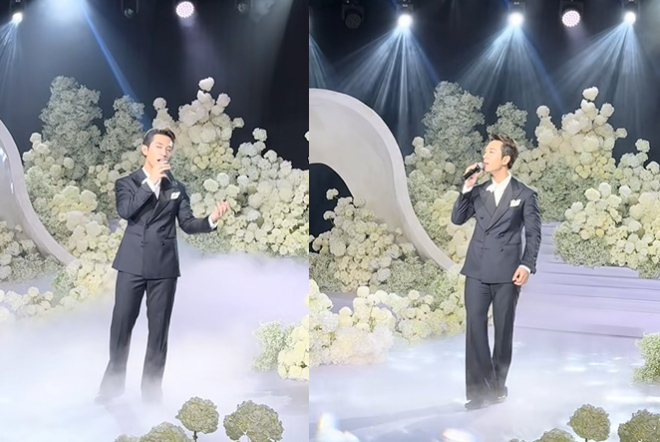 Duong Edward continued to be invited to sing at the November 9 wedding of young master Son Hai Group and Miss Do Thi Ha. Photo cut from video