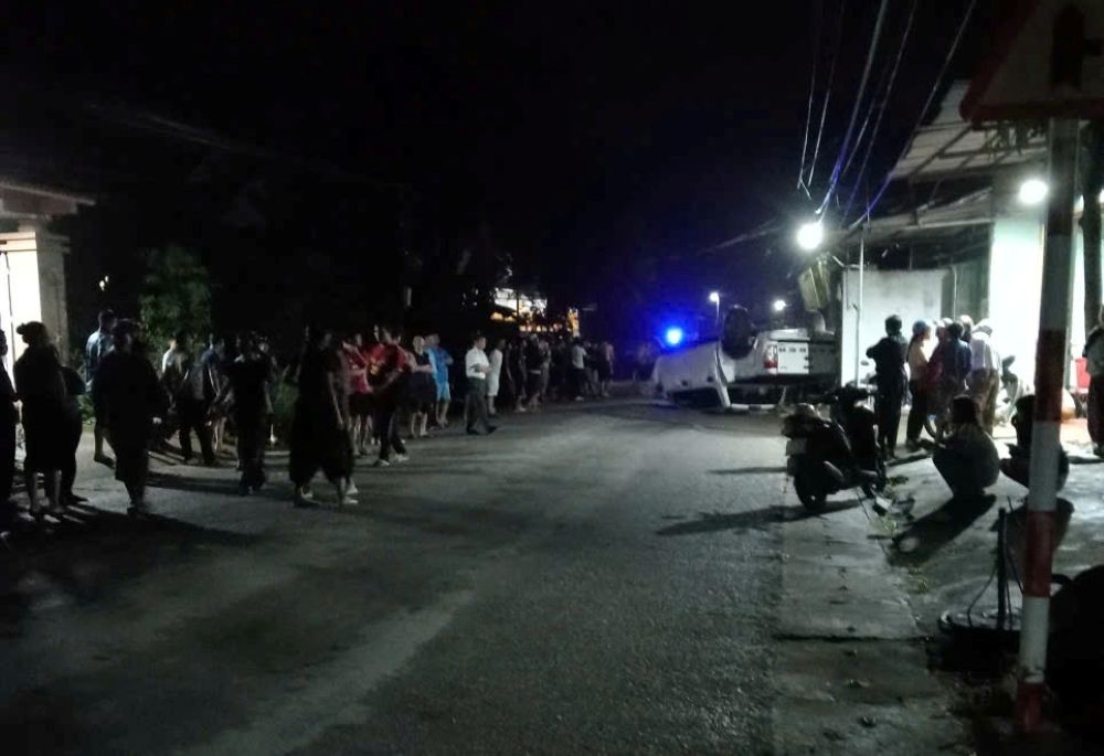 Hien truong tai thoi diem xay ra vu tai nan (o xa Mau Lam, tinh Thanh Hoa) khien 2 vo chong giao vien thuong vong. Anh: Minh Hoang