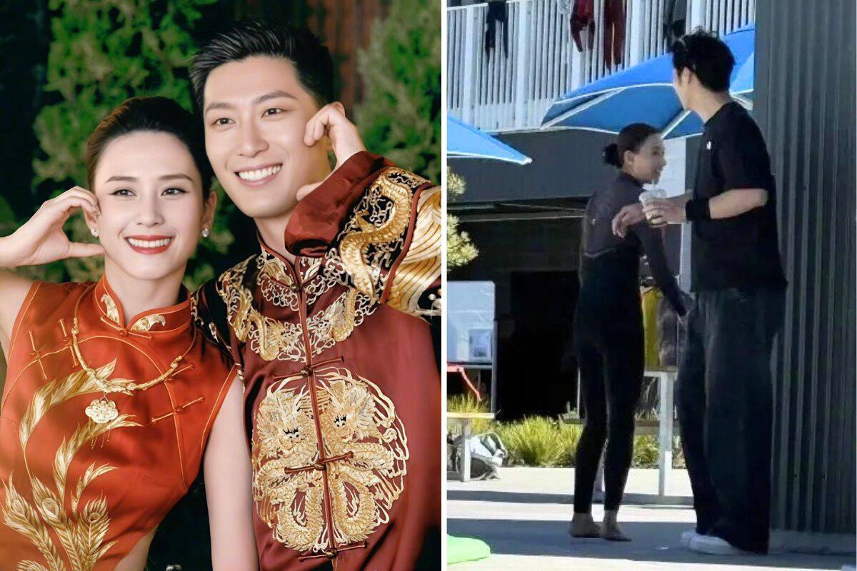 Dau Kieu and Ha Sieu Lien appeared together for the first time after the divorce rumors. Photo: Xinhua