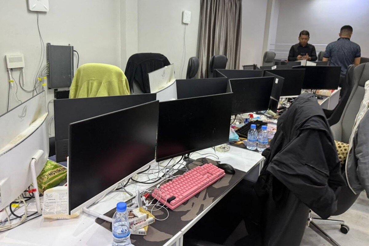Computer in an online fraud facility in Phnom Penh, Cambodia. Photo: AFP