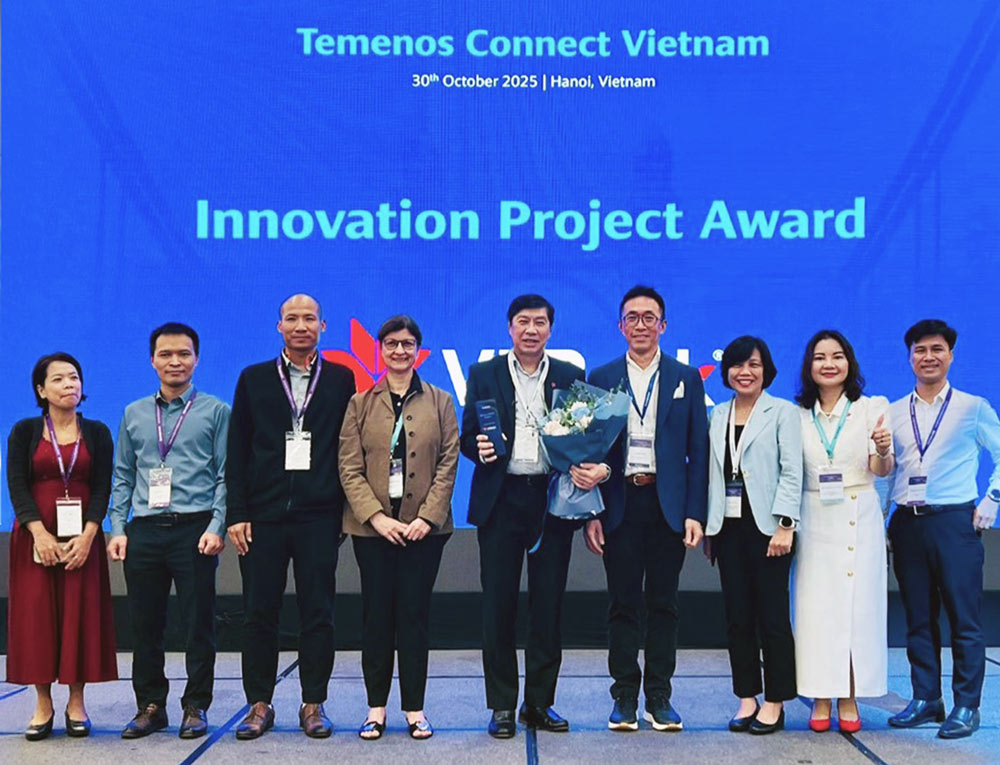 VPBank was honored with the Innovation Project Award at the Temenos Connect Vietnam 2025 event. Photo: Provided by the enterprise